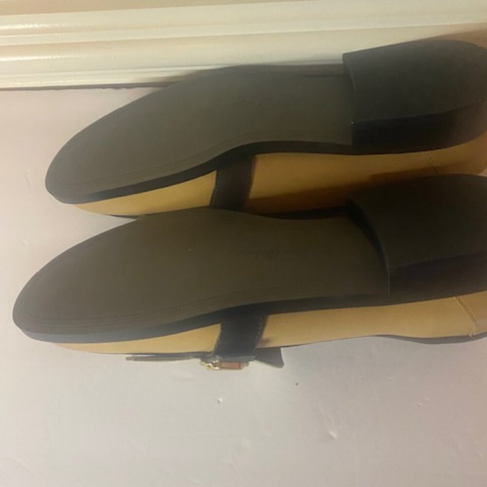 Sam Edelman Two-Tone Tan, Black & Cream Kiltie Loafers - Picture 7 of 7